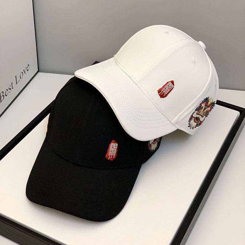 The new 2022 national tide dance lion dance peaked cap Chinese wind embroidery baseball hat hard top hat men and women versatile shading summer