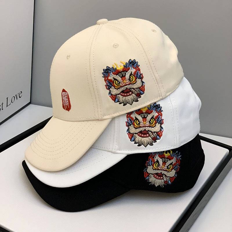 The new 2022 national tide dance lion dance peaked cap Chinese wind embroidery baseball hat hard top hat men and women versatile shading summer