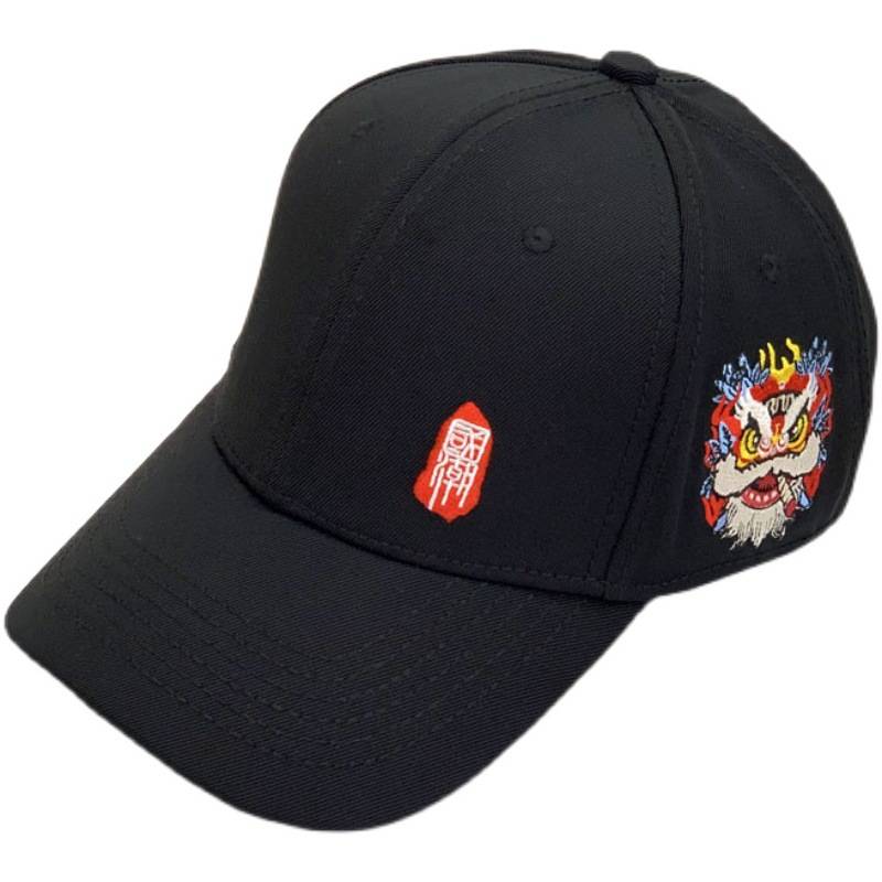 The new 2022 national tide dance lion dance peaked cap Chinese wind embroidery baseball hat hard top hat men and women versatile shading summer