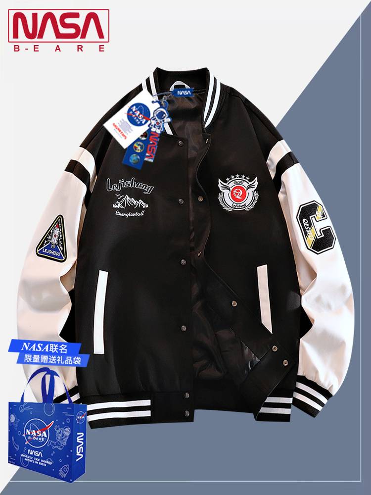 NASA co -branded baseball uniform men's and female jackets spring and autumn loose tide couple casual jacket big size baseball shirt