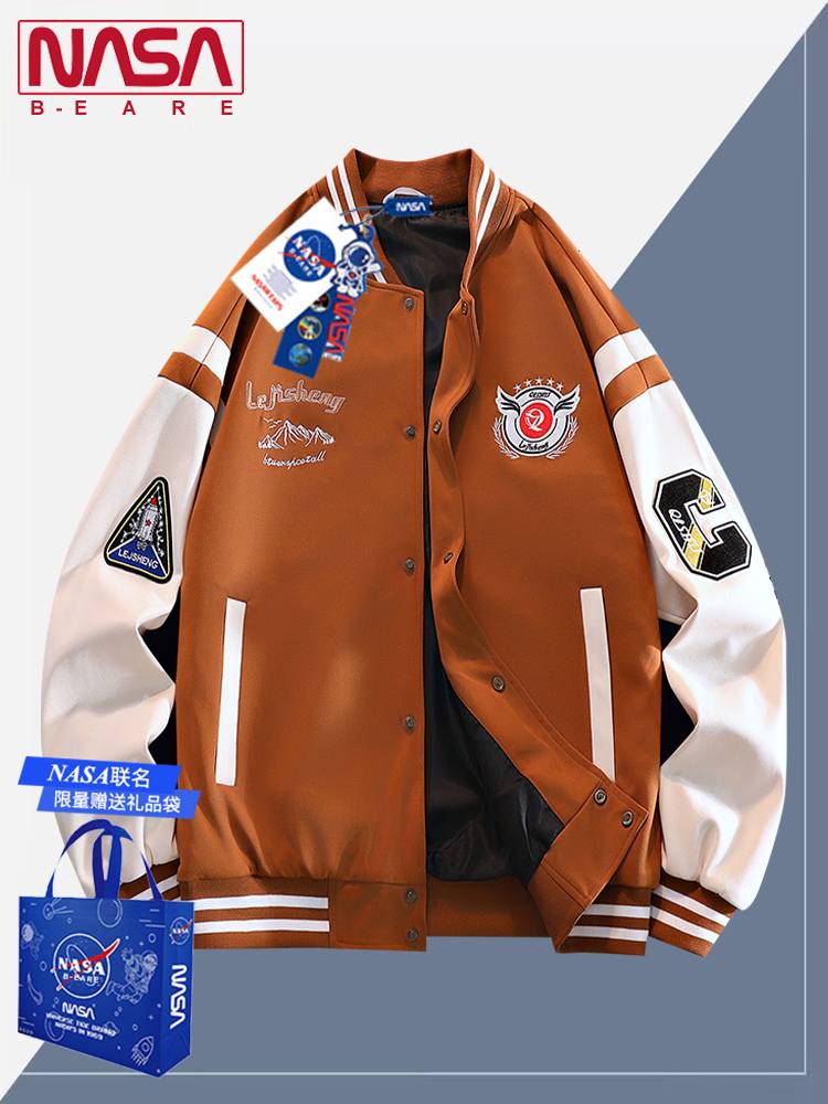 NASA co -branded baseball uniform men's and female jackets spring and autumn loose tide couple casual jacket big size baseball shirt