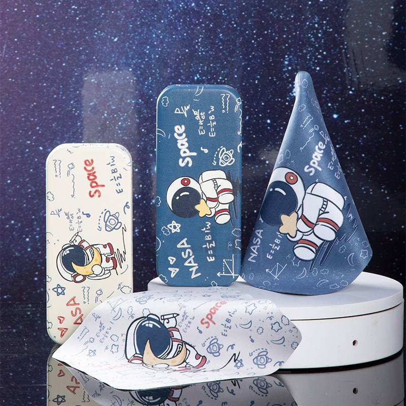 Astronaut scientist blue and white dual -color box 2+ same mirror cloth 2