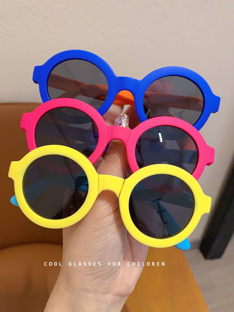 Children can fold the sunglasses tide parent -child boy, girl girl girl summer sunscreen, ultraviolet sunglasses, round face