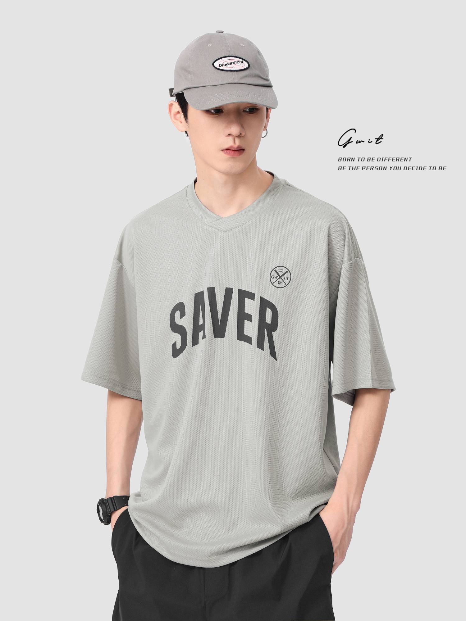 Gwit American retro baseball fast dry -breathable basketball fitness summer training service half -sleeved short -sleeved T -shirt man