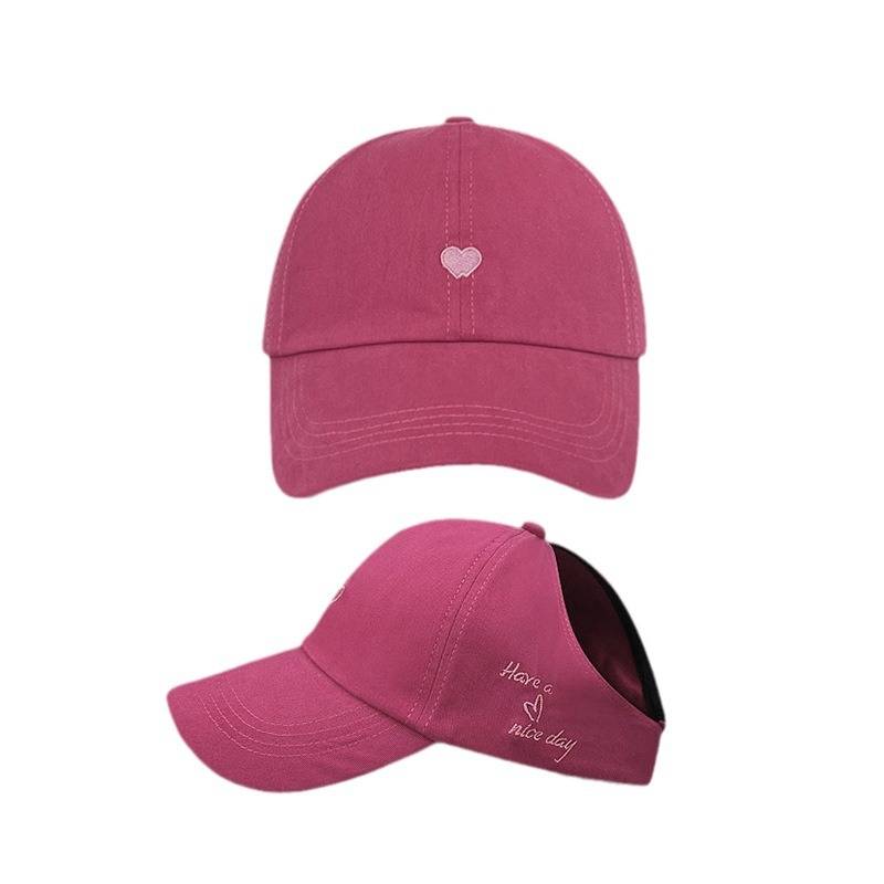 College style love embroidery horsetail horsetail top hat female summer shading sweet wild baseball cap