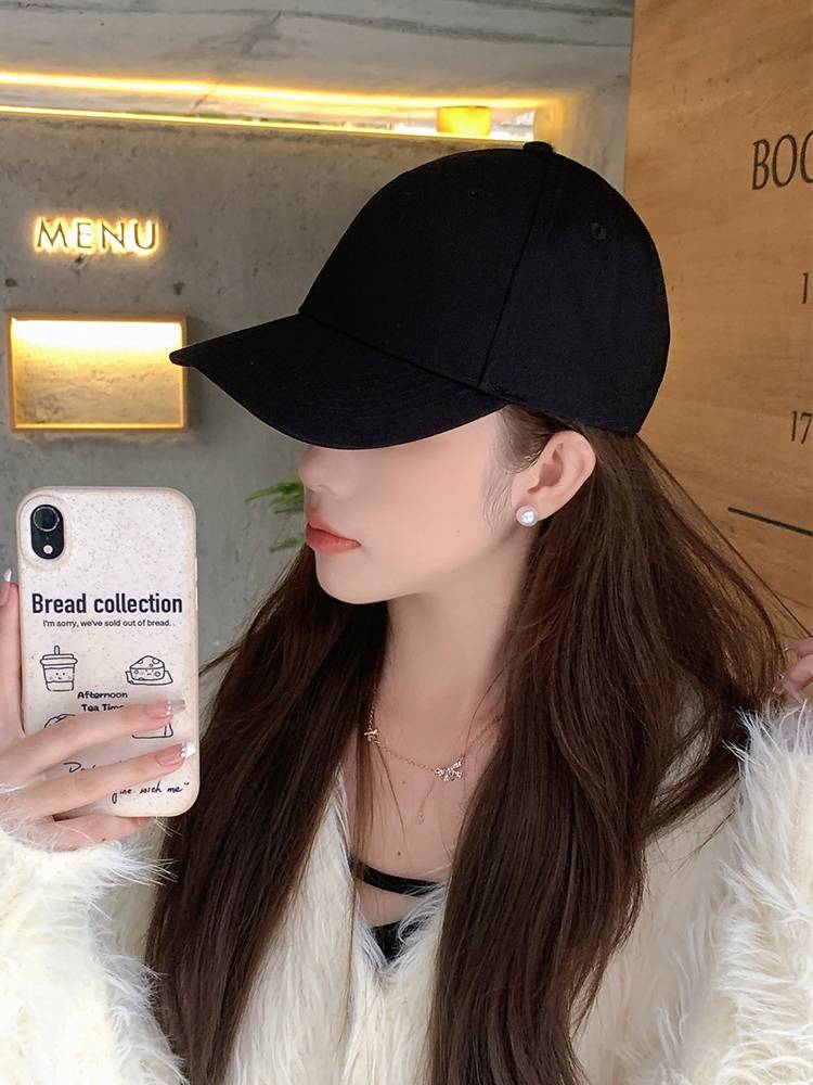 Dorphi Layle Malled Hat Female Big Head Face, Small Sun Sunscreen Soft Ding Black Baseball Hat Men's Hard Dome