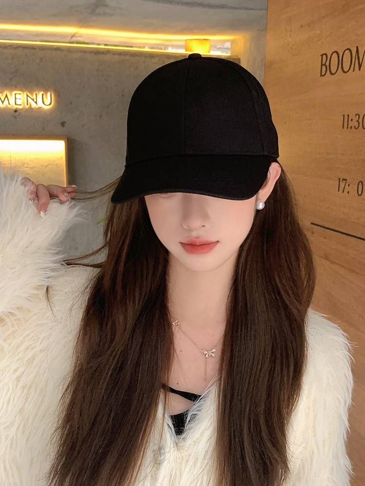Dorphi Layle Malled Hat Female Big Head Face, Small Sun Sunscreen Soft Ding Black Baseball Hat Men's Hard Dome