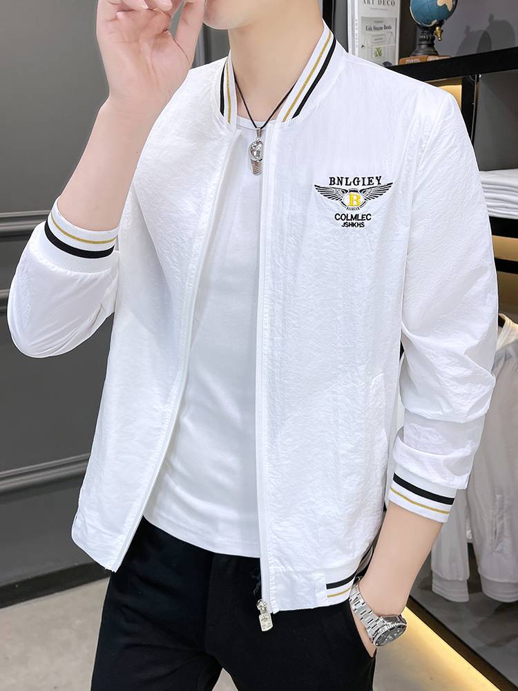 Summer high -end sunscreen men's jacket ultra -thin breathable casual ice silk thin baseball uniform summer sunscreen jacket