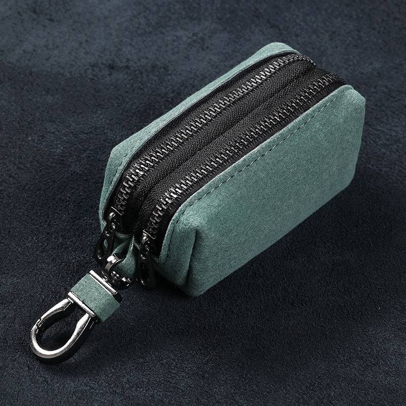 Demon green double zipper [can be put in car key, change, lipstick, card]