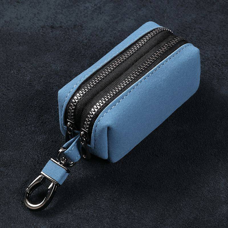 Blue double zipper [can be put on car key, change, lipstick, card]