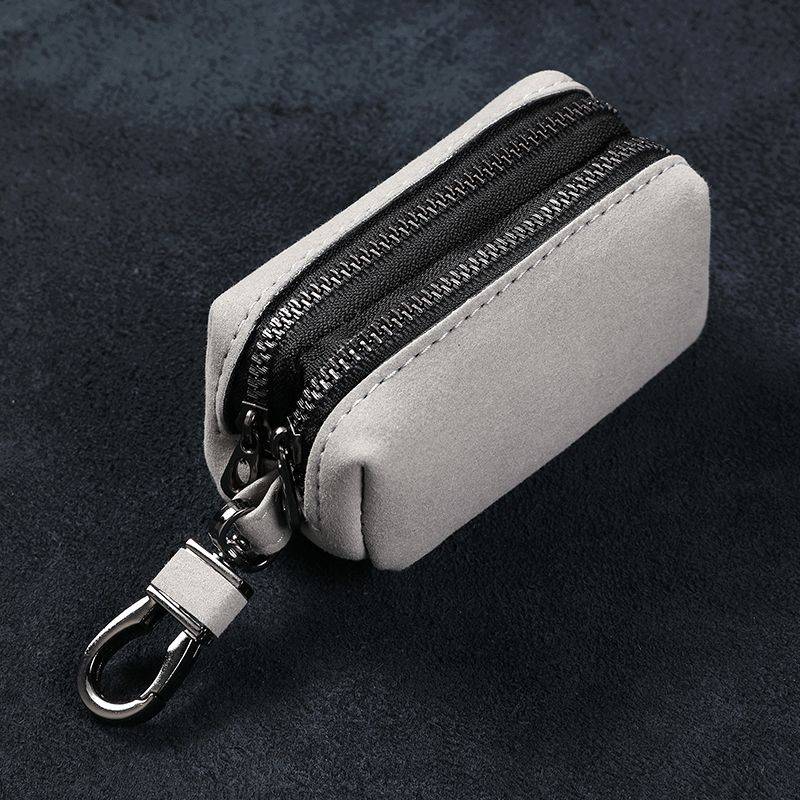Gray double zipper [can be put in car key, change, lipstick, card]