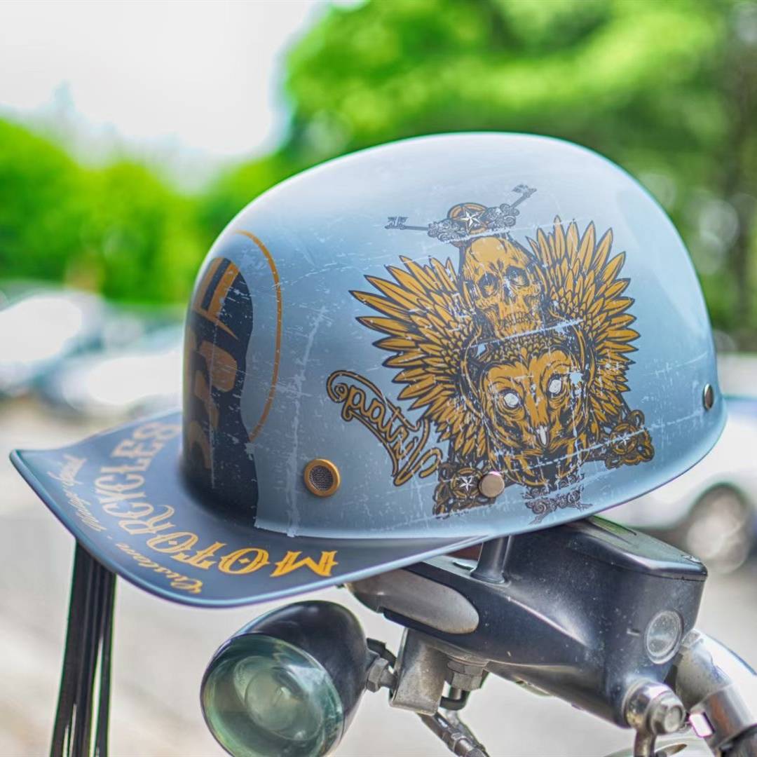 Harley retro painted helmet personality Summer baseball hat helmet Duck tongue hat American men and women handsome riding half helmet