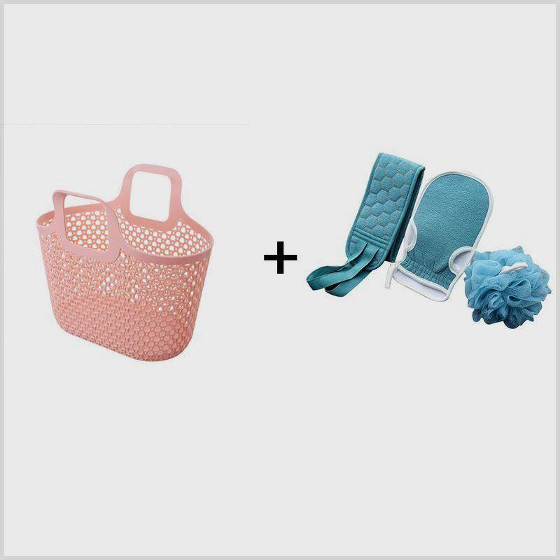 Bath basket pink bath basket+three -piece bath