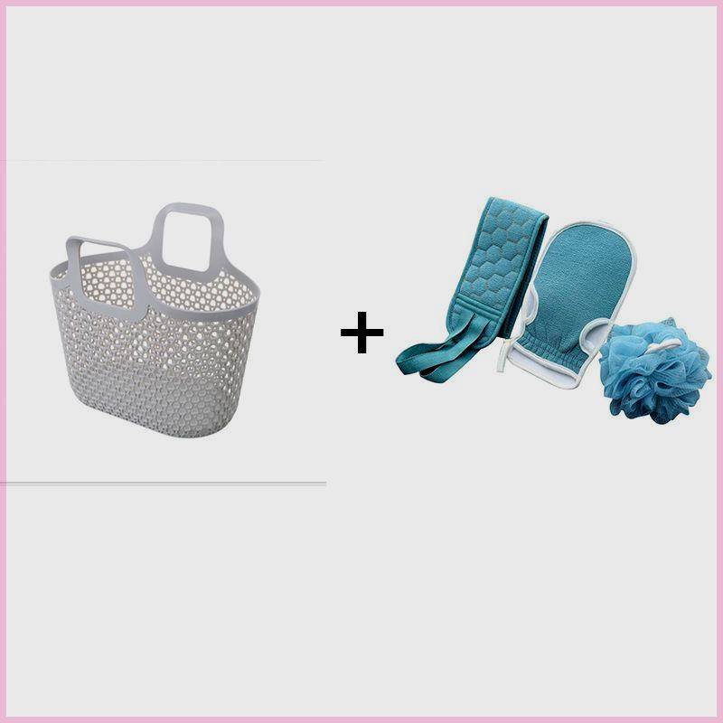 Bath basket gray bath basket+three -piece bath