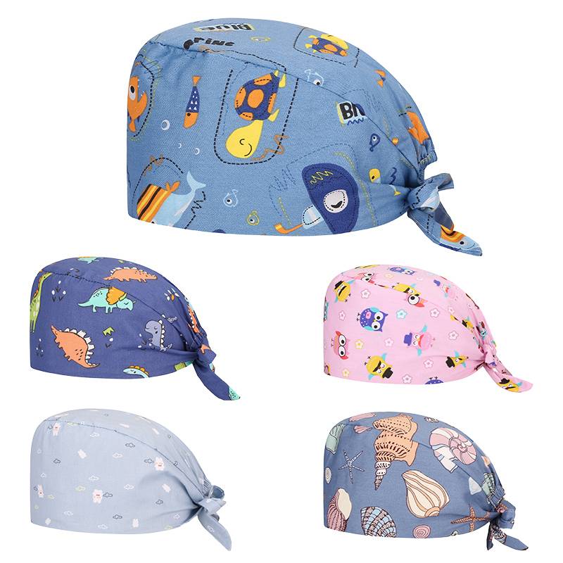 Surgery hat female printed cartoon cute pure cotton operating room hat male hospital Baotou hat oral doctor nurse hat