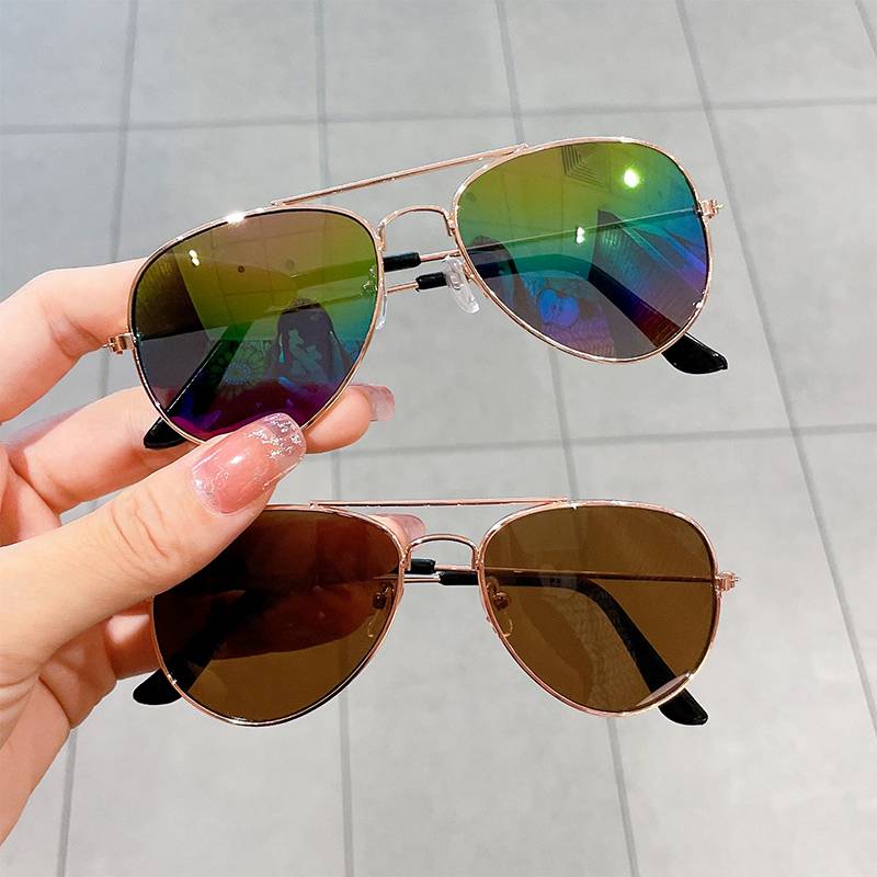 Children's sunglasses trendy fashion pilot male and female children's anti -ultraviolet sunglasses handsome boy baby baby sunshade glasses