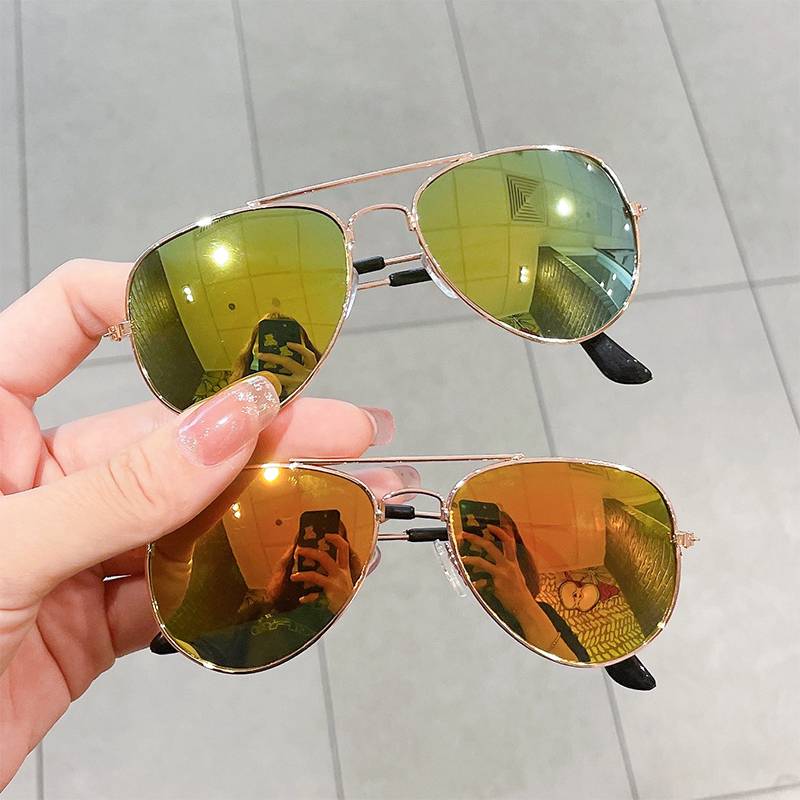 Children's sunglasses trendy fashion pilot male and female children's anti -ultraviolet sunglasses handsome boy baby baby sunshade glasses