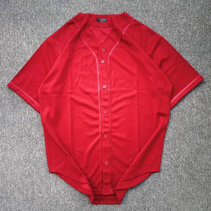 American Hiphop baseball suit hop hip -hop men's short -sleeved large -size big -size cardigan T midfine hip -hop tide solid color jersey