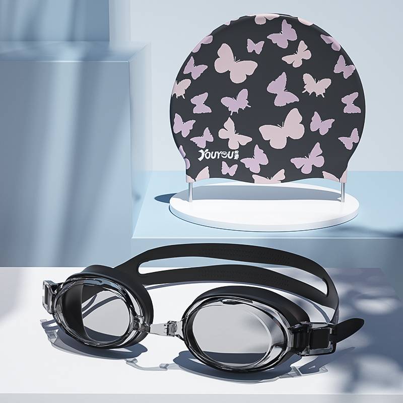 Deep powder butterfly+anti -fog swimming goggles