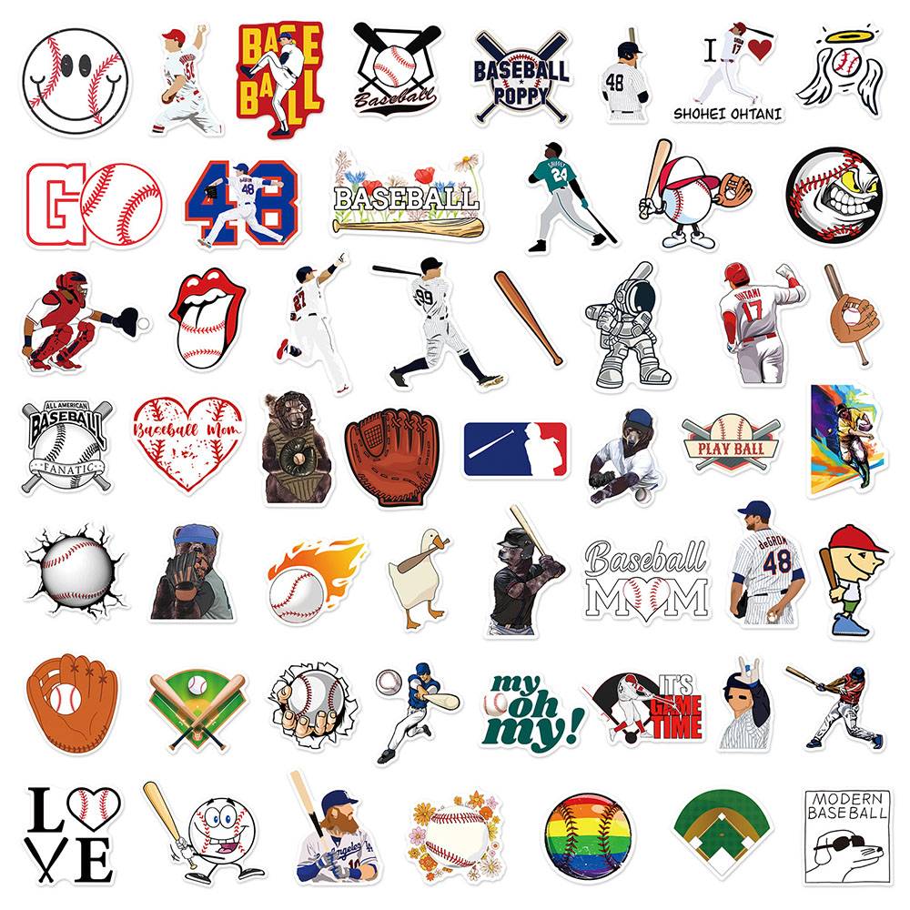100 baseball graffiti stickers cartoon animation sports project personalized decoration hand ledger material stickers