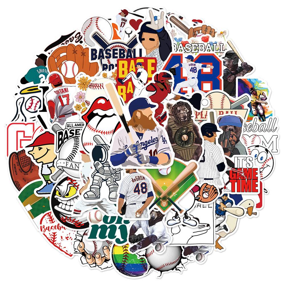 100 baseball graffiti stickers cartoon animation sports project personalized decoration hand ledger material stickers