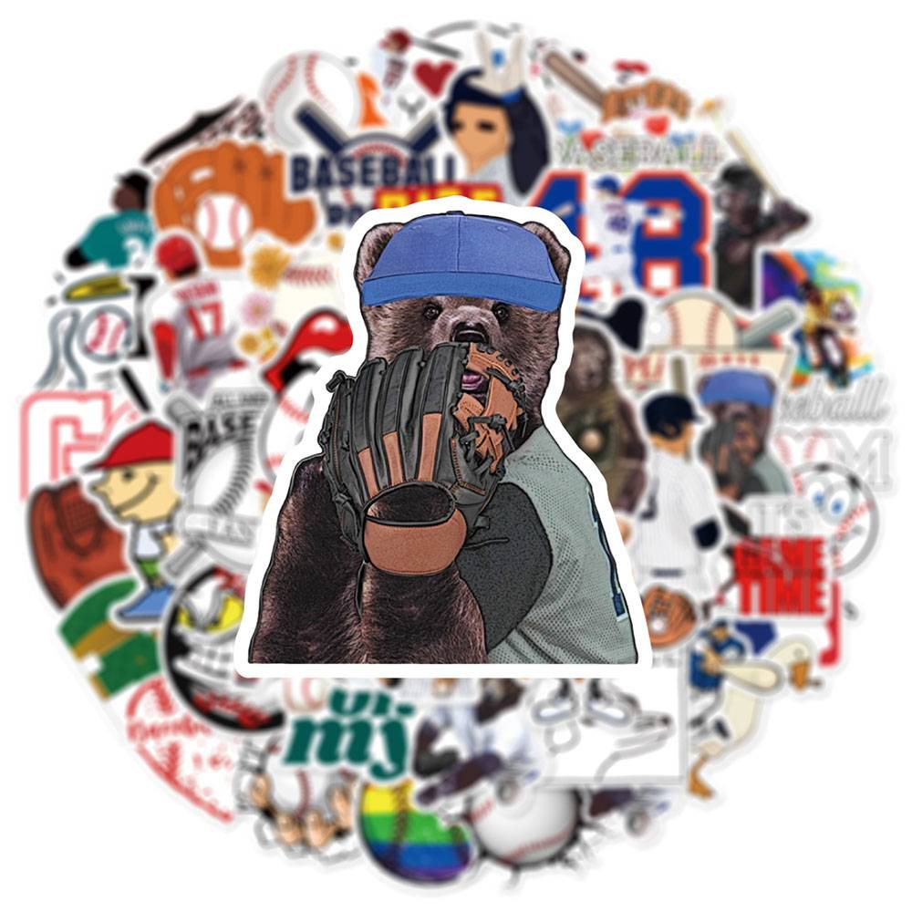 100 baseball graffiti stickers cartoon animation sports project personalized decoration hand ledger material stickers