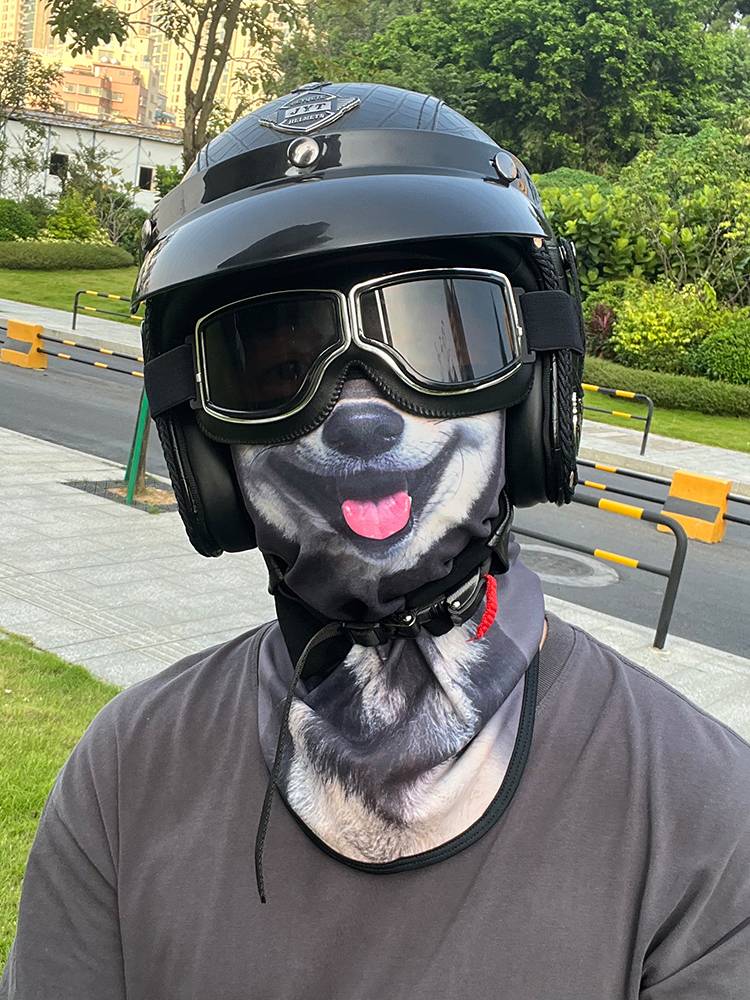 Summer sunscreen mask male ice silk motorcycle riding noodle thin animal cats all face hanging head scarf