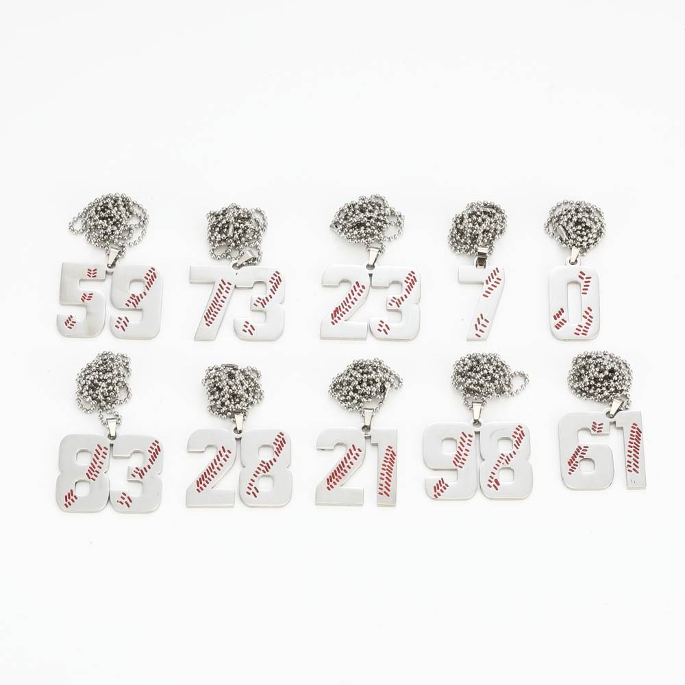 Corrosion baseball digital stainless steel necklace player number pendant 1-99 digital jewelry sports jersey number