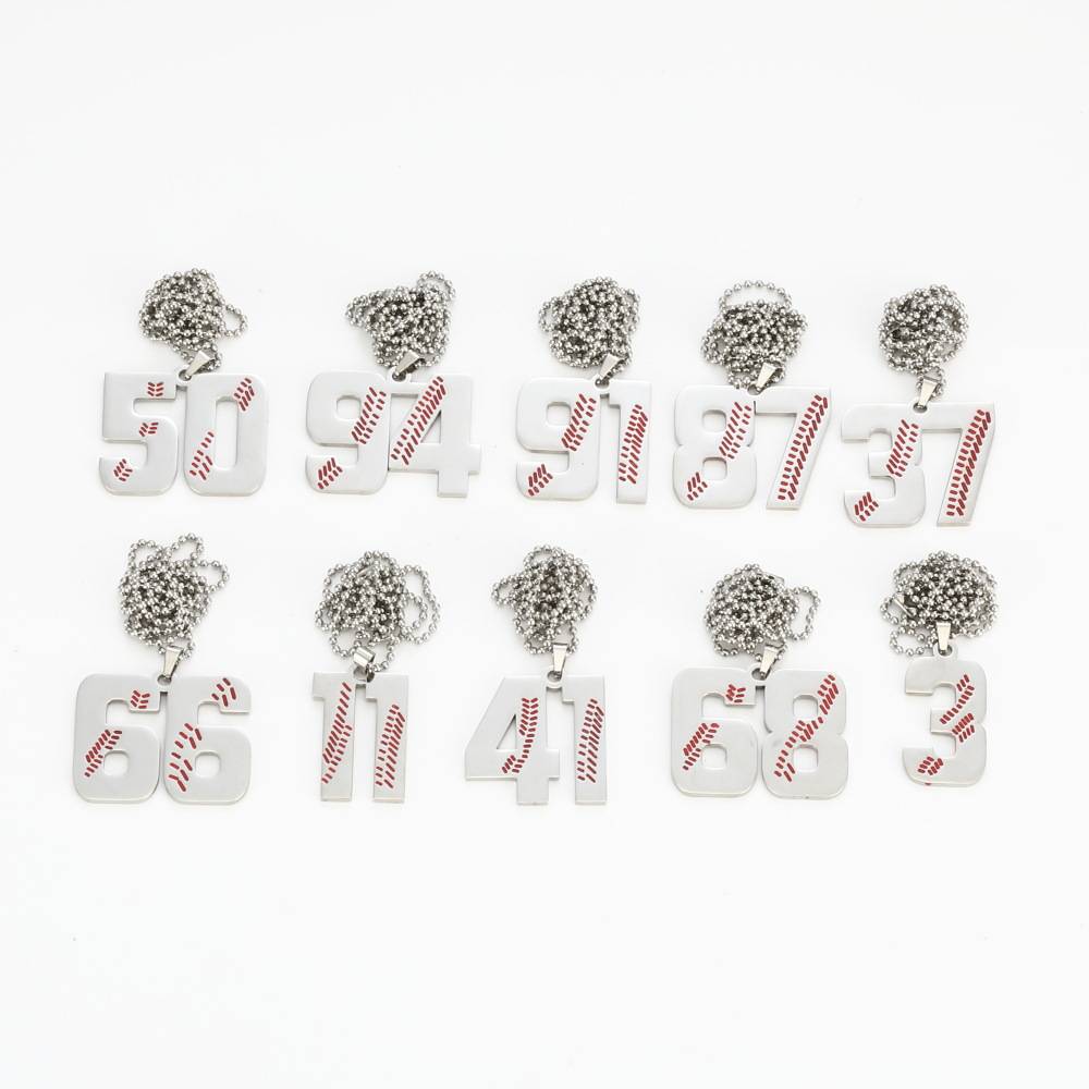 Corrosion baseball digital stainless steel necklace player number pendant 1-99 digital jewelry sports jersey number