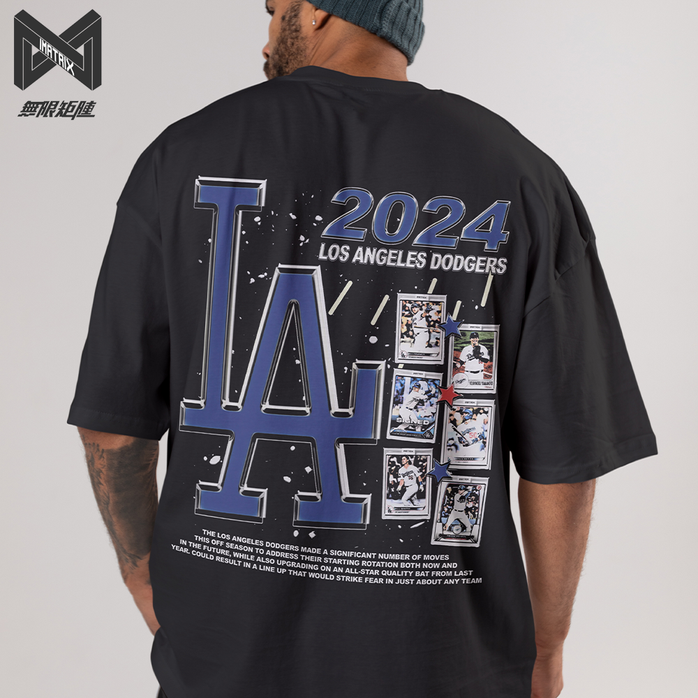 Unlimited matrix Imatrix American short -sleeved T -shirt retro male loose baseball star printing pure cotton round leader pound