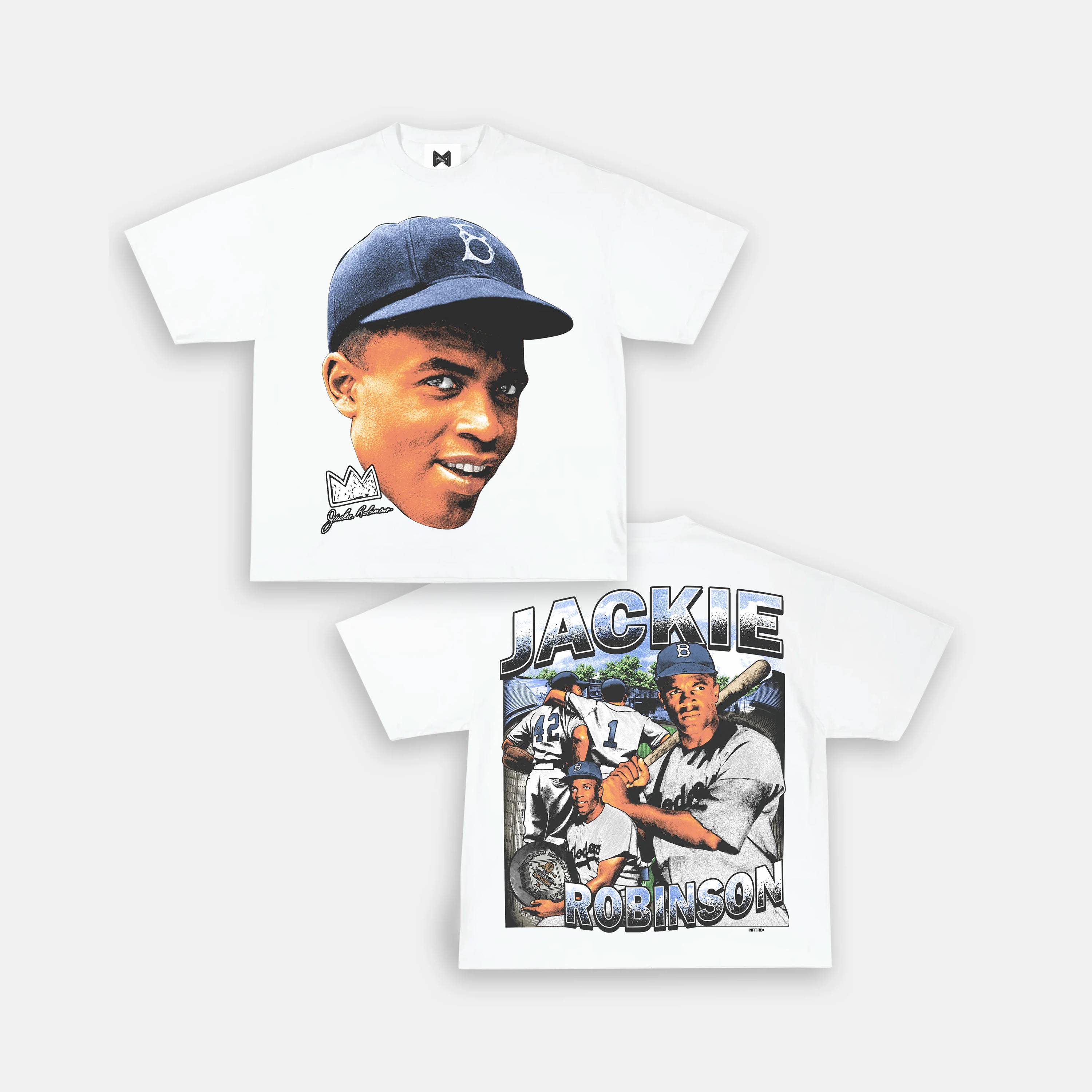 Unlimited matrix Imatrix American short -sleeved T -shirt retro male loose baseball star printing pure cotton round leader pound
