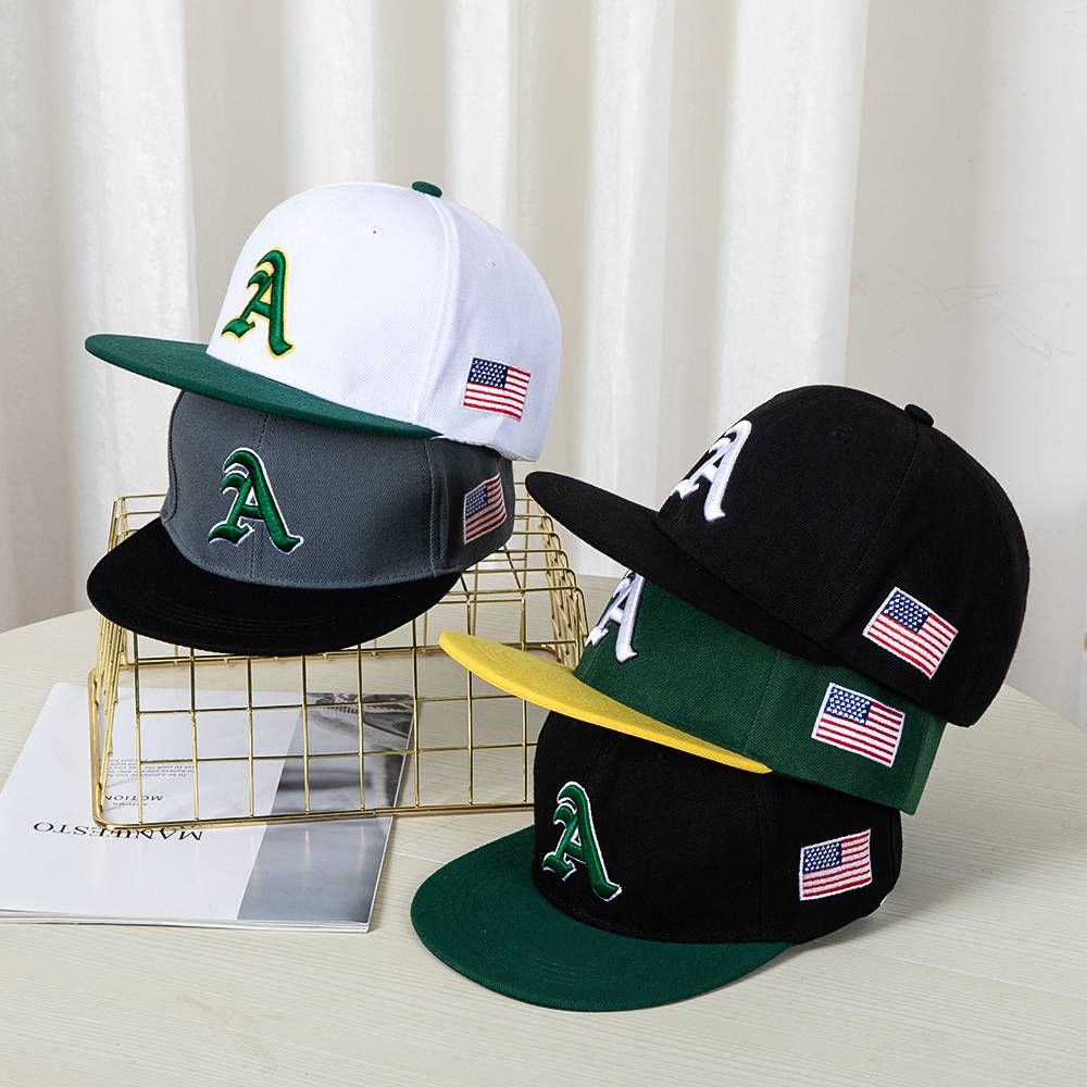 Fighting hip -hop flat eaves baseball cap A letter stereo embroidery outdoor sunscreen sunscreen young men and women street dance cap