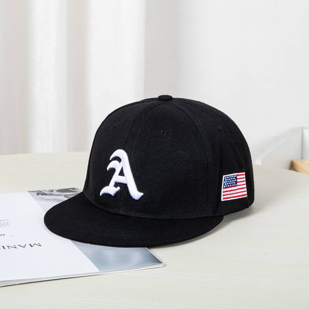Fighting hip -hop flat eaves baseball cap A letter stereo embroidery outdoor sunscreen sunscreen young men and women street dance cap