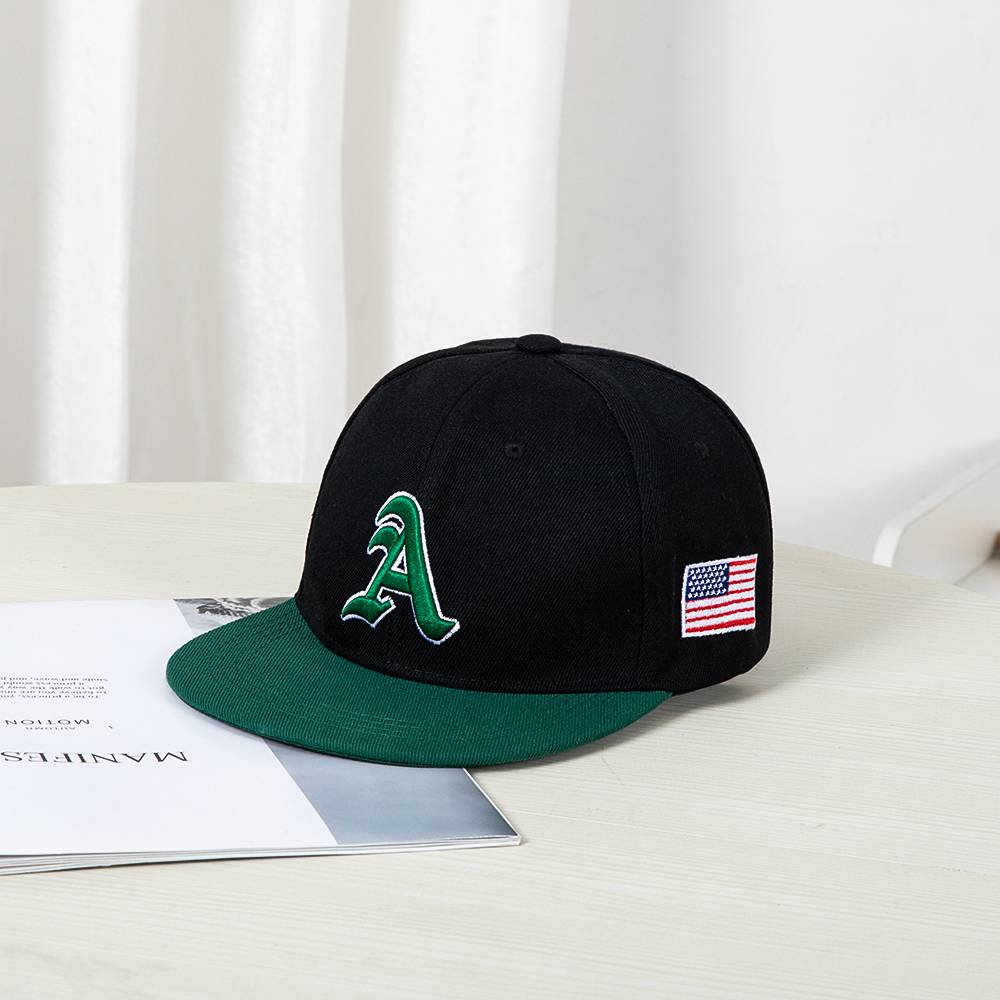Fighting hip -hop flat eaves baseball cap A letter stereo embroidery outdoor sunscreen sunscreen young men and women street dance cap