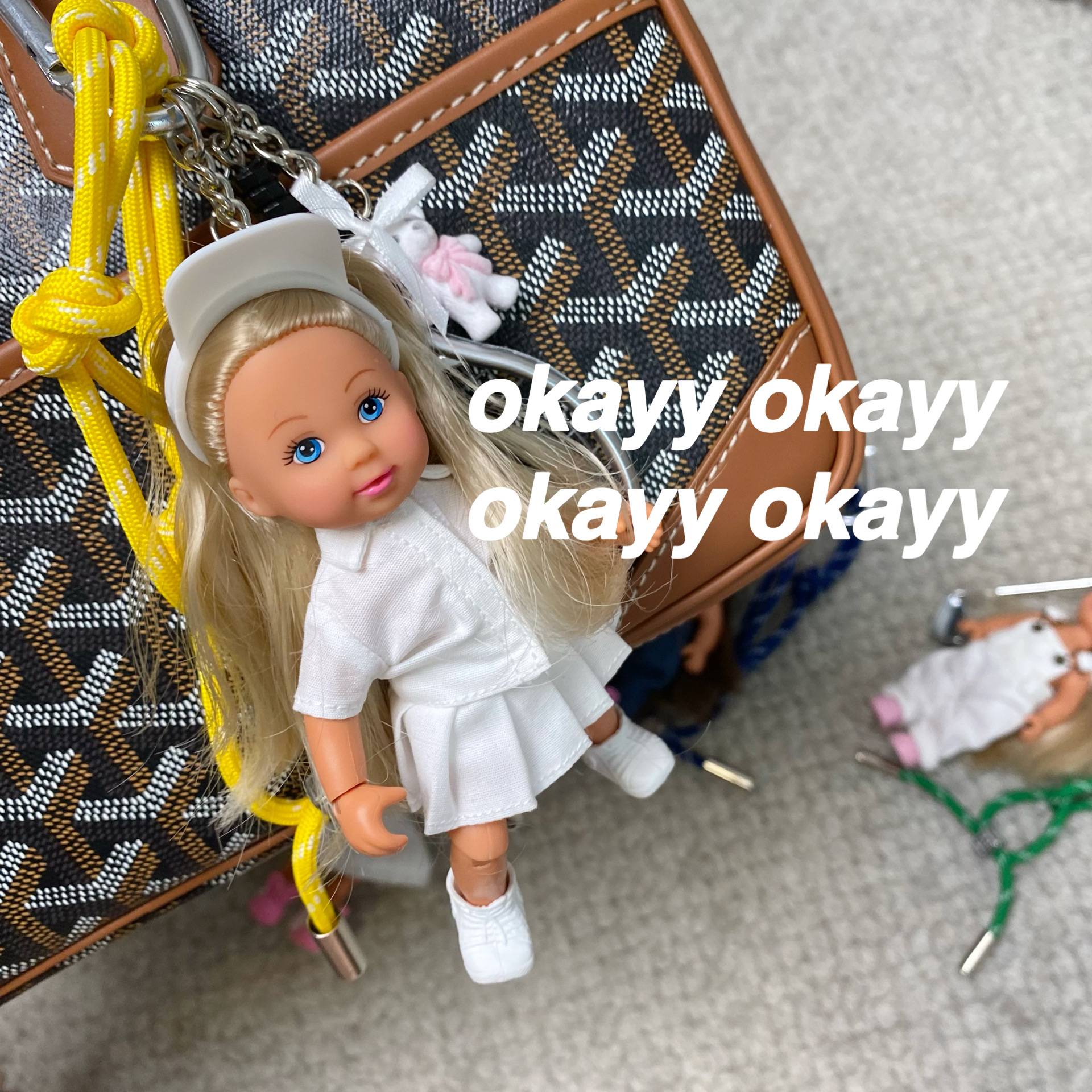 Extremely Prosperity retro tennis pendant improvement Barbie keychain keychain golf baseball miu series chain