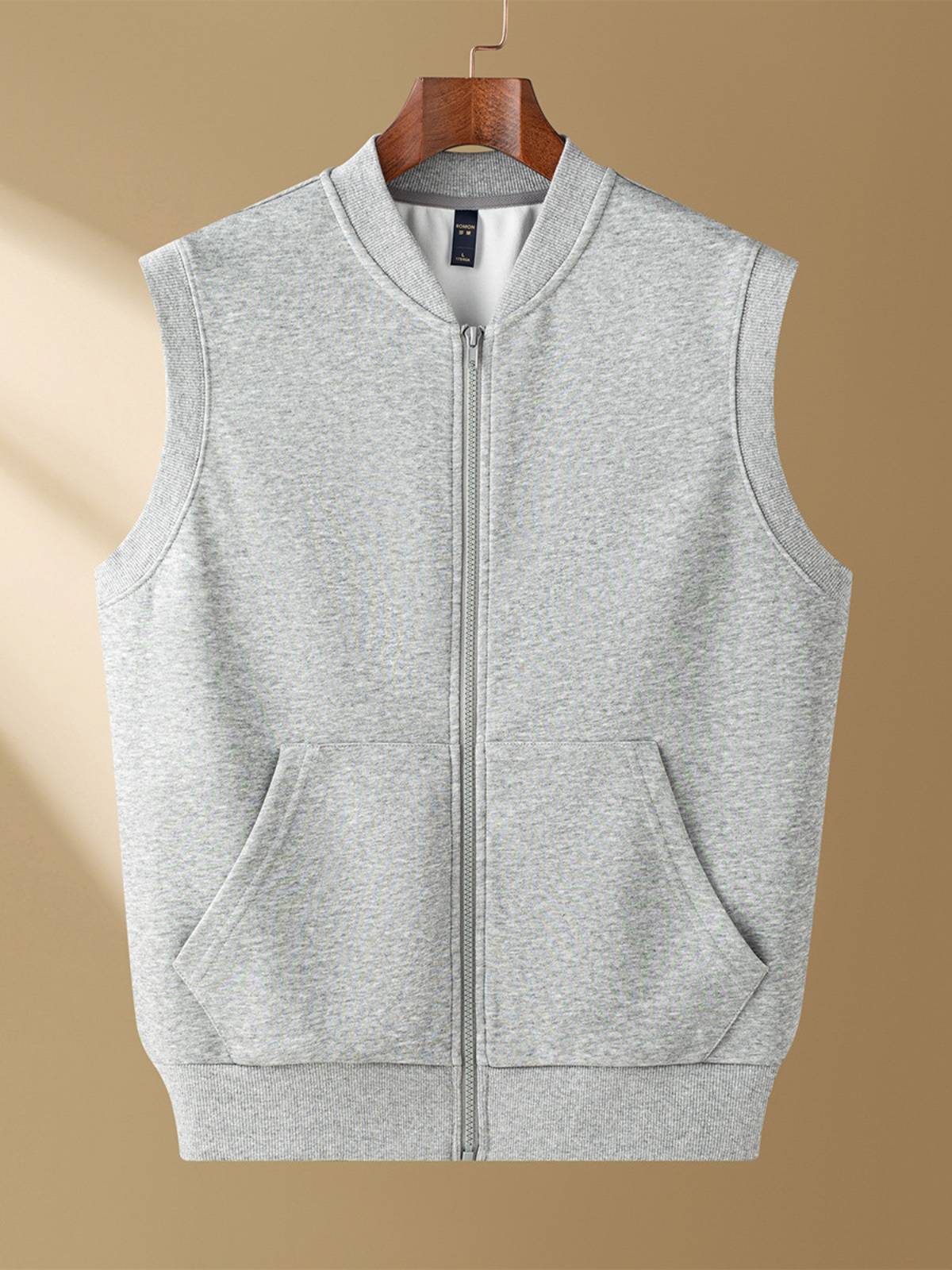 Luo Meng baseball collar vest men's jacket Spring and autumn, shoulder sports sweater wearing space cotton cardigan sleeveless vest
