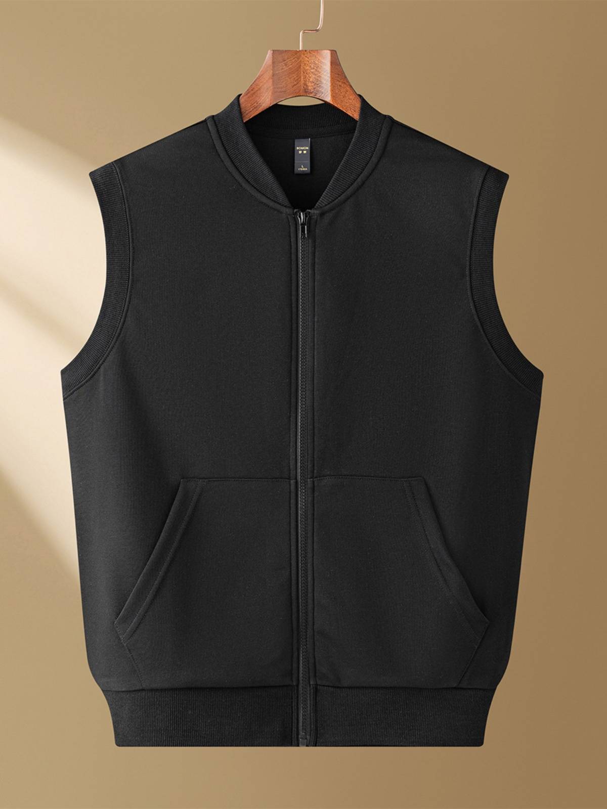 Luo Meng baseball collar vest men's jacket Spring and autumn, shoulder sports sweater wearing space cotton cardigan sleeveless vest