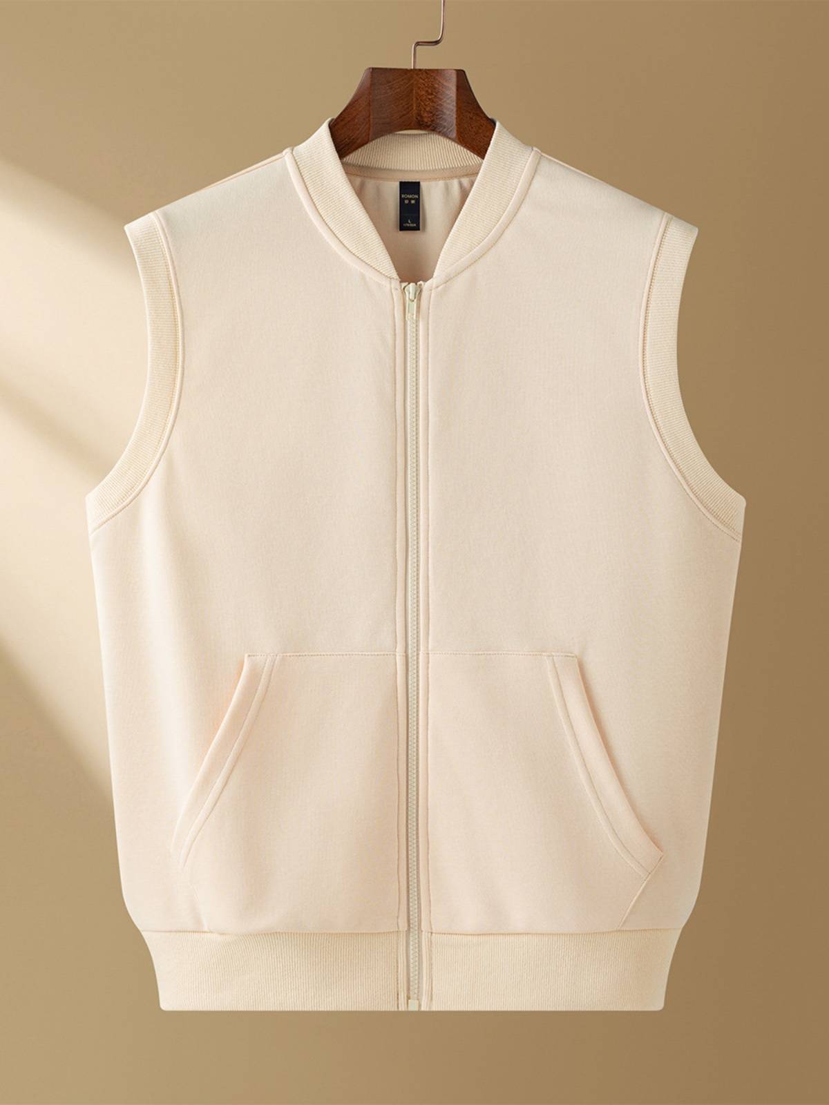 Luo Meng baseball collar vest men's jacket Spring and autumn, shoulder sports sweater wearing space cotton cardigan sleeveless vest