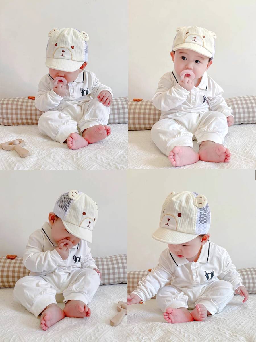 Baby hat Summer thin peaked cotton cotton boneless cute newborn sunscreen small moon age baseball cap