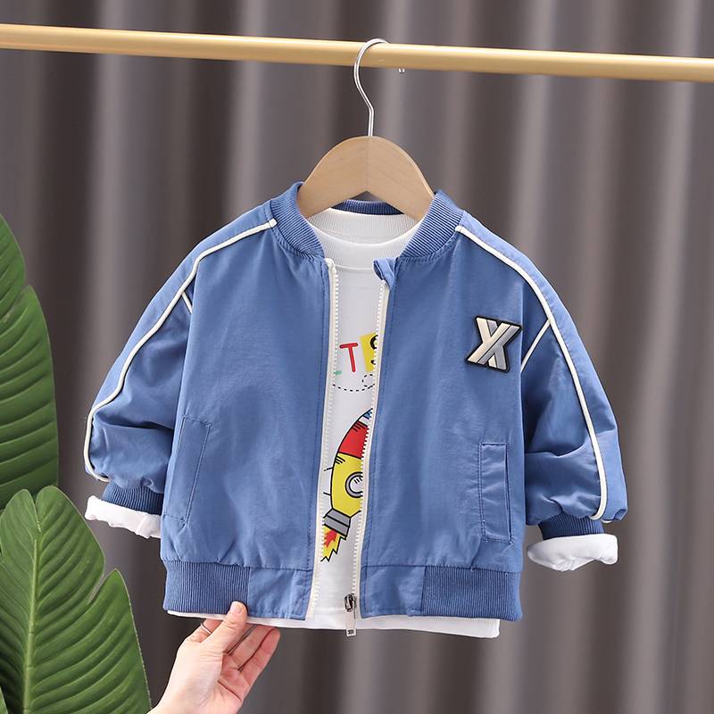 Boys baseball uniform 2024 spring and autumn new children's autumn clothes top children's foreign zipper jacket outer jacket tide