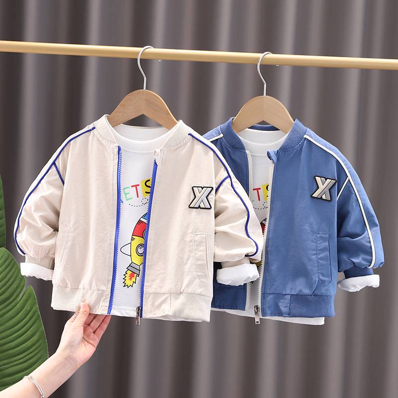 Boys baseball uniform 2024 spring and autumn new children's autumn clothes top children's foreign zipper jacket outer jacket tide