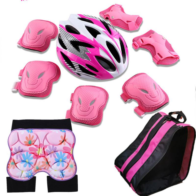 Professional protective gear set Child skating shoes Little girl protective helmet knee and feet adult male riding bicycle skateboarding