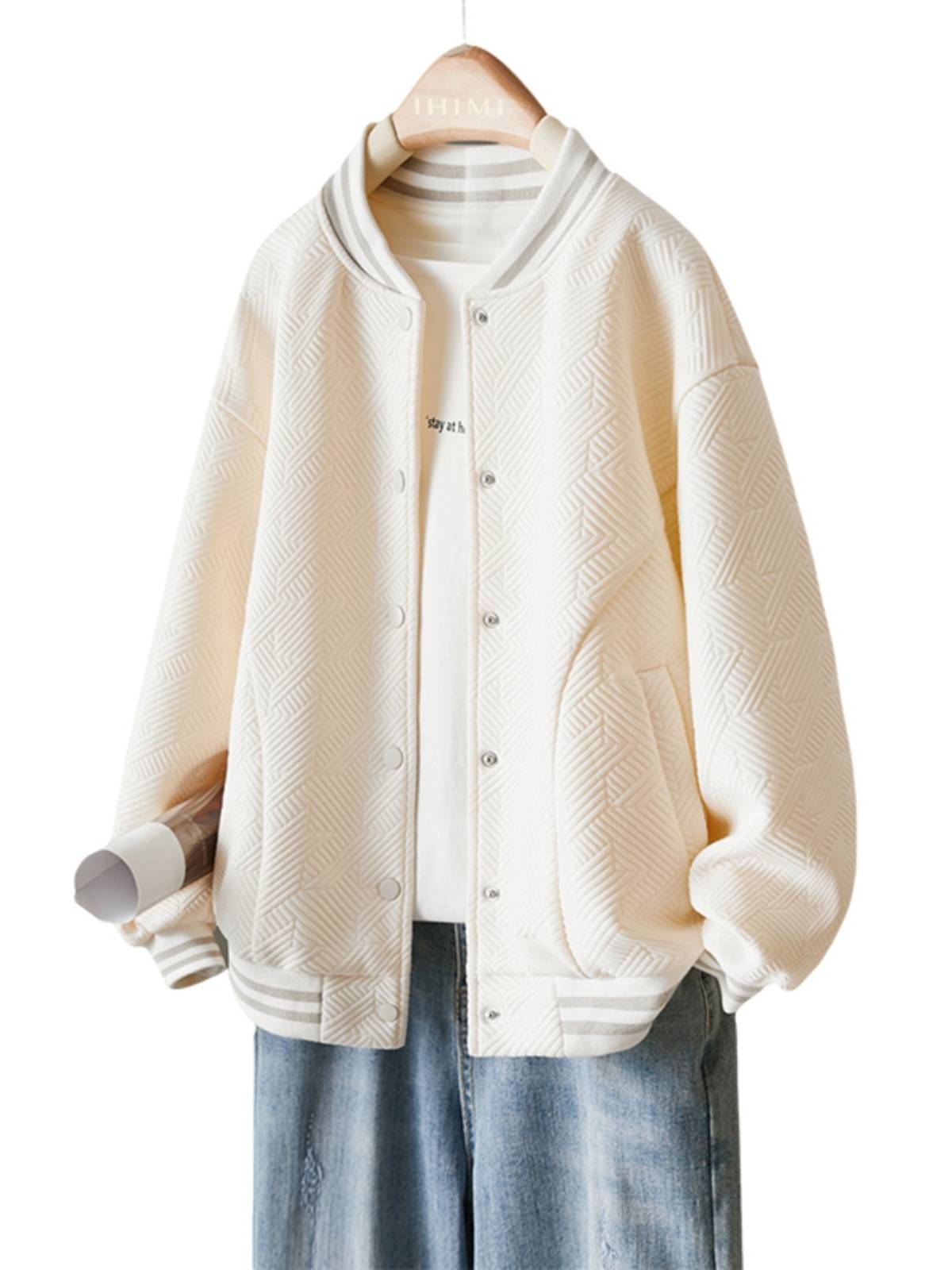 IHIMI Haiyan Falling Shoulder Sale Design Short Jacket Female 2024 Spring New Leisure Loose Baseball Uniform