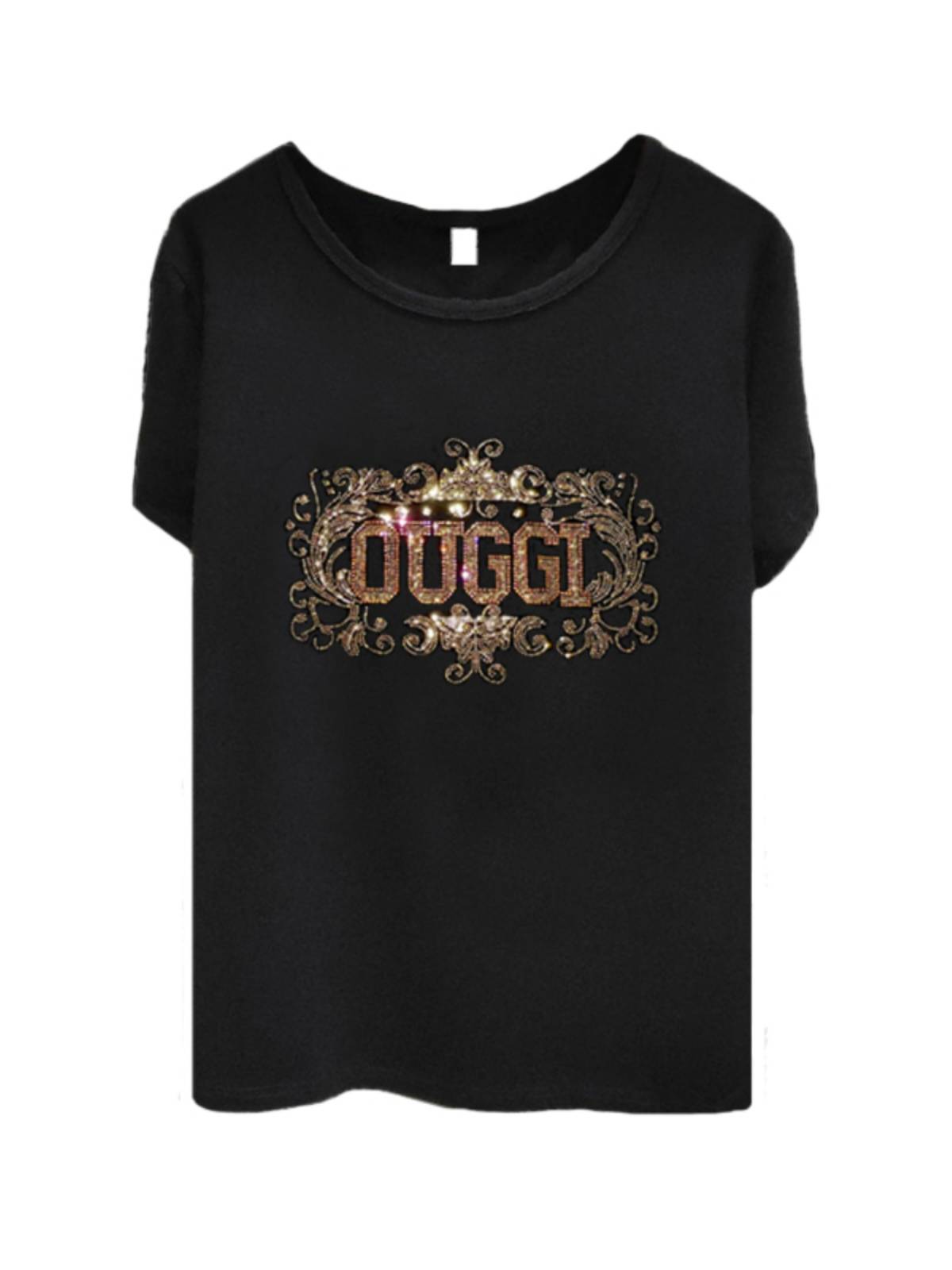 Genuine Rui Ting Rose Short -sleeved T -shirt Female Black Charm Women's Black Large Summer Model Pure Cotton Net Red Heavy Works Hot Diarden