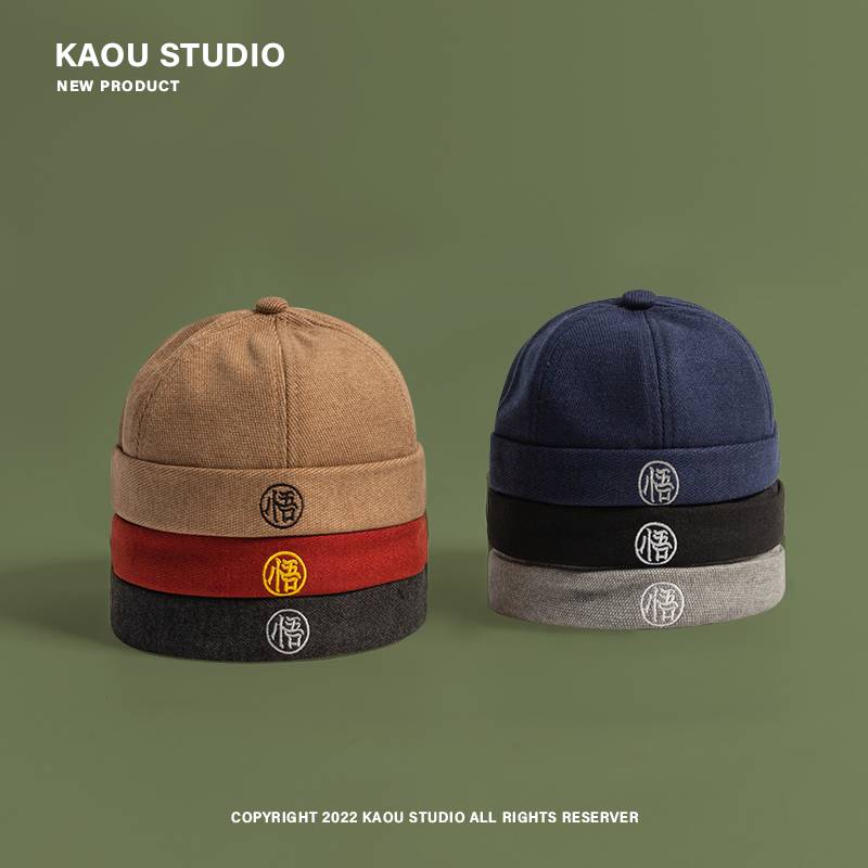 Enlightenment ~ Chinese style Chinese character embroidery national tide parent -child landlord hat wild hats men and women couple couples leather caps