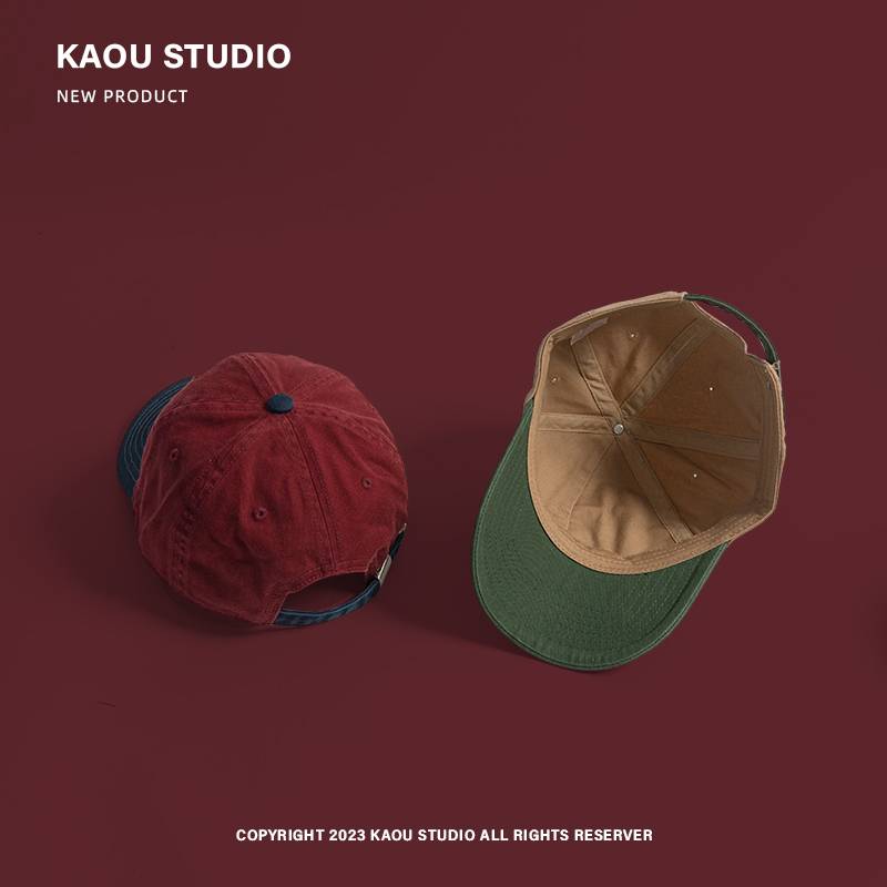 Spring and summer baseball hat girl four seasons versatile personality contrasting color Japanese trendy male embroidered peaked hats Outdoor sports shading