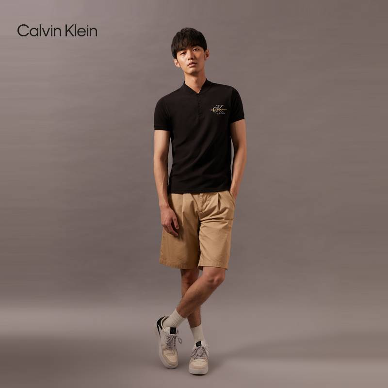 Ck jeans summer men's fashion baseball collar embroidery micro -air bombs breathable slim short sleeve Polo shirt J320628