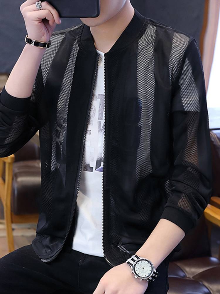 Scrambling clothes for a man with an empty air-air baseball jacket