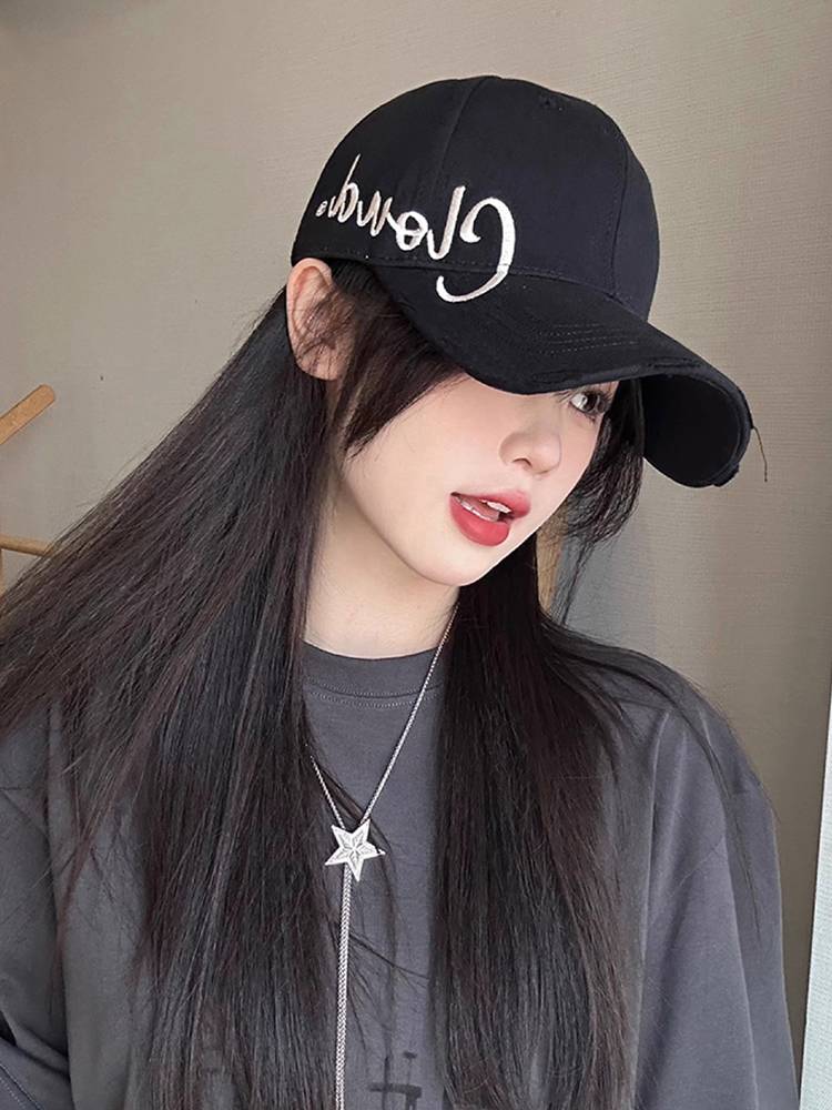 The black hard-on duck cap girl with the lettered baseball cap male embroidered to protect the sun 2024