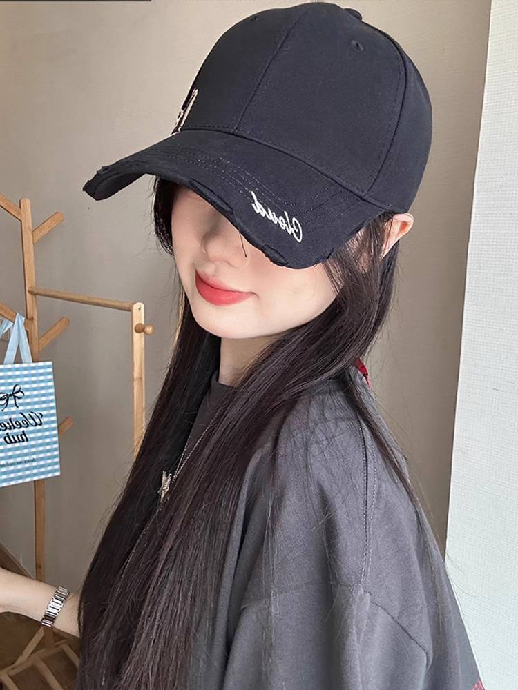 The black hard-on duck cap girl with the lettered baseball cap male embroidered to protect the sun 2024